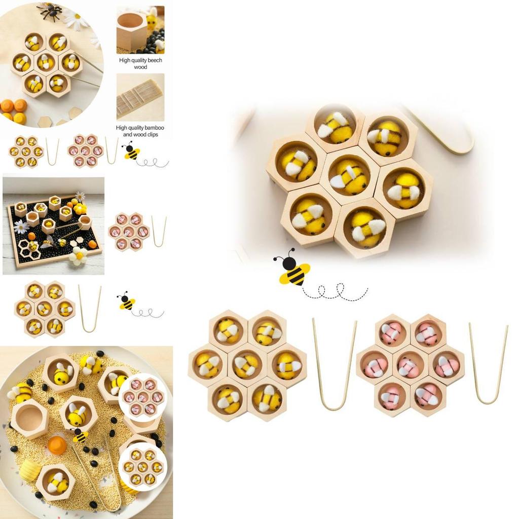 Montessori Wooden Beehive Clip Toy For Children Hand-eye Coordination, Color Recognition And Counting Skills Training