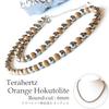[GOLD STONE] Genuine Terahertz Orange Beitou Stone Necklace, 6mm, Super Far Infrared, Hokutolite, 40cm Long