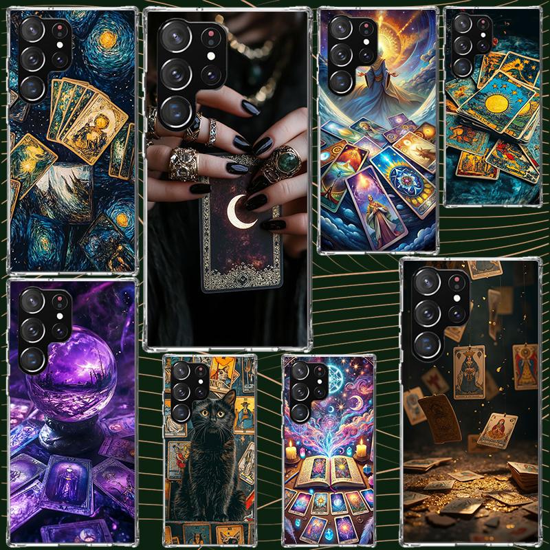 Witch Tarot Card Case for Samsung Galaxy S25 S24 S23 S22 Ultra Soft Phone Cover S25 Edge S21 Plus S20 FE S10 + Black Cover