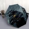 Pirate ships, Dark ocean Themed Automatic Opening and Closing Umbrella, Brightly Colored 8 rib Portable Umbrella, Suitable for Men and Women