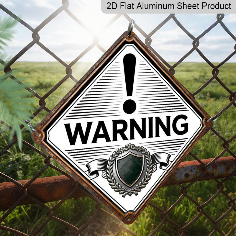 2D Flat, 1pc, Exclamation Warning Theme, Metal Warning Decor Gift for Safety Sign Lovers, Vintage Metal Aluminum Sign, Suitable for Office, Hallway