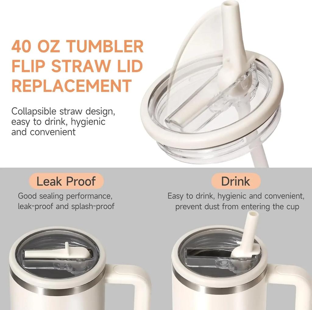 40oz Lid for Stanley Flip Straw Leak Proof Tumbler Lid Replacement for Stanley Cup Accessories Straw Cover