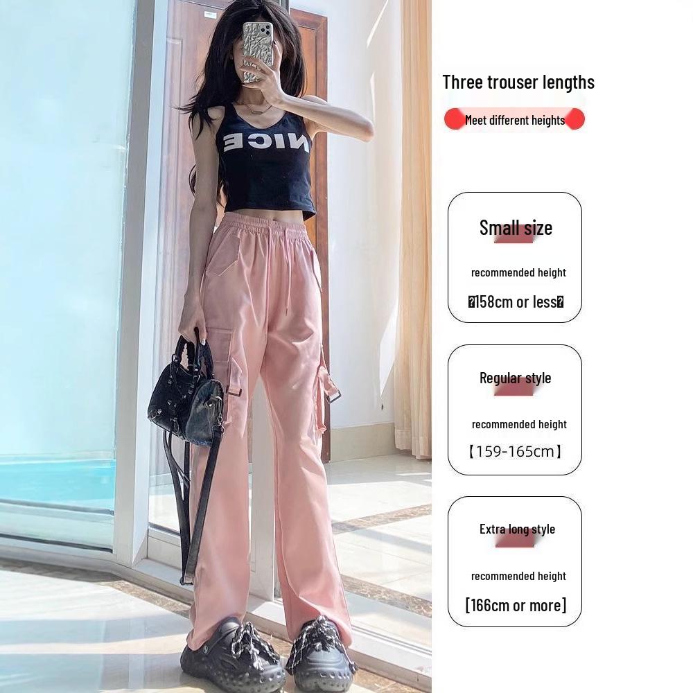 Unisex Military Green High-Waist Wide-Leg Cargo Pants - Lightweight, Summer Casual Fashion