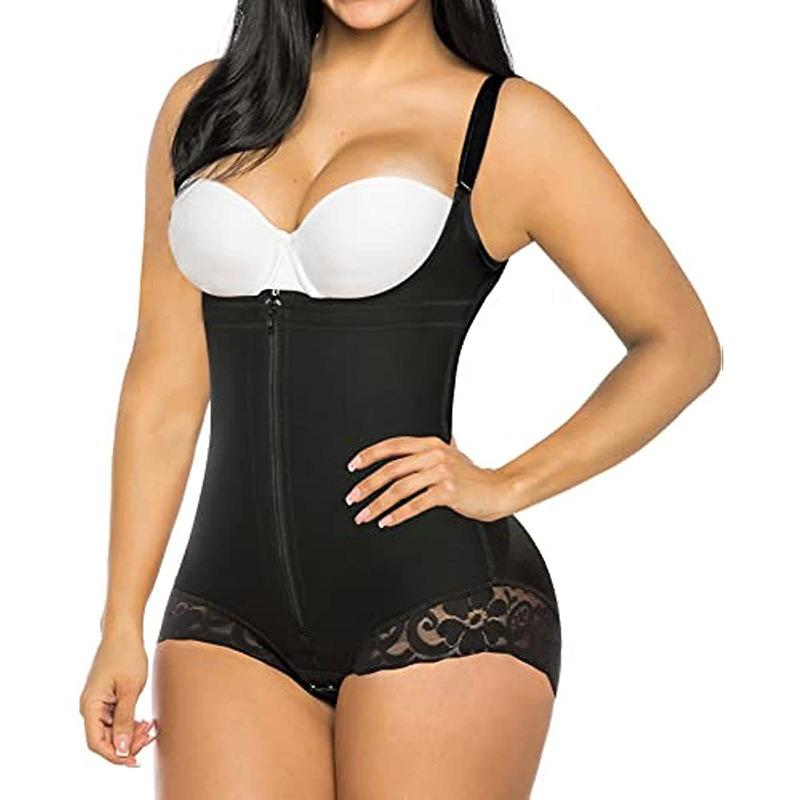 Women One Piece Zipper Triangular Crotch Body Shaper Tummy Control Butt Lift Shapewear