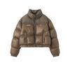 White Duck Down American Street Splicing Down Jacket Stand-up Collar Short Bread Jacket Women's Winter Loose Warm Jacket