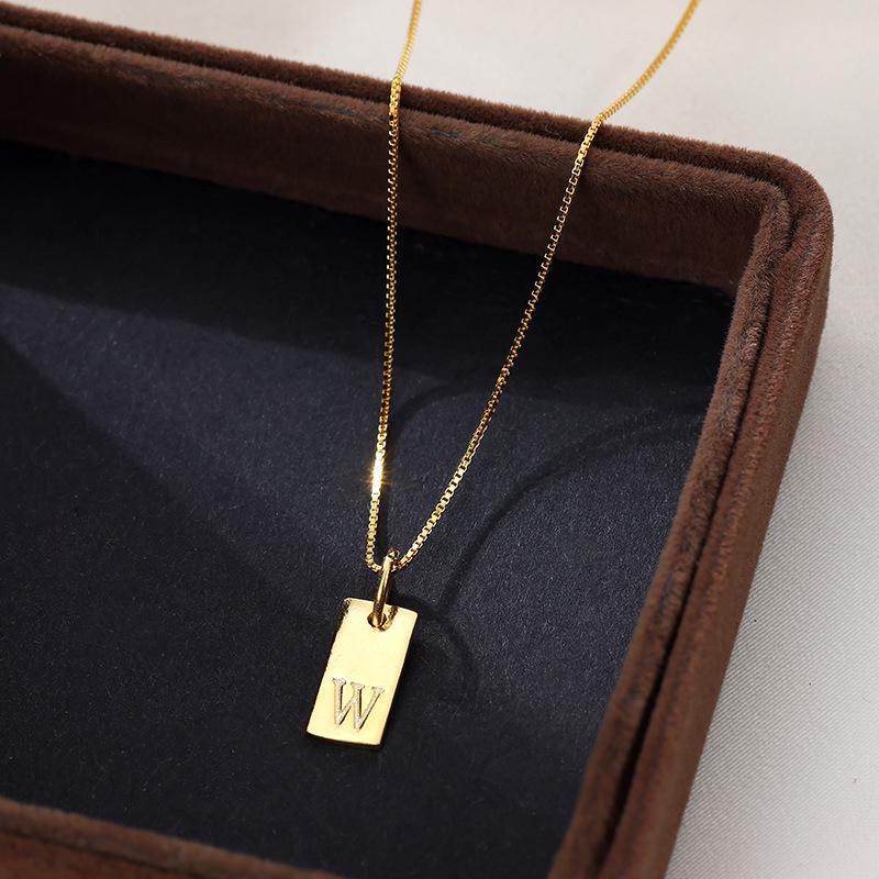 Banyan Tree Sterling Silver Square Letter Pendant Necklace