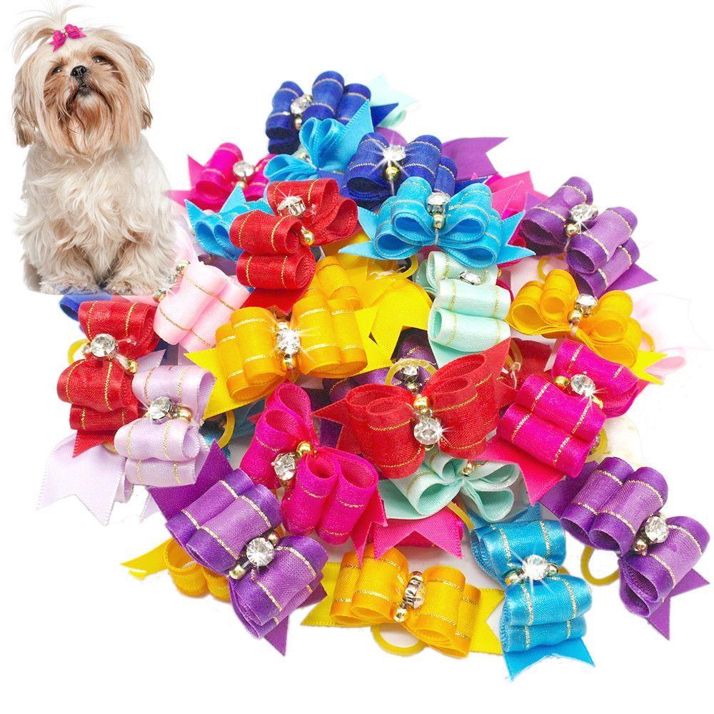 Pet 10Pcs/pack Hair Clips Handmade with Rubber Band Products Puppy Grooming Accessories Small Dogs