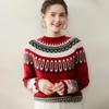 Artistic Retro Fair Isle Cashmere Sweater: 2025 Autumn/Winter Collection, Round Neck, Thick Knitwear, Loose Fit Fashion Base Layer
