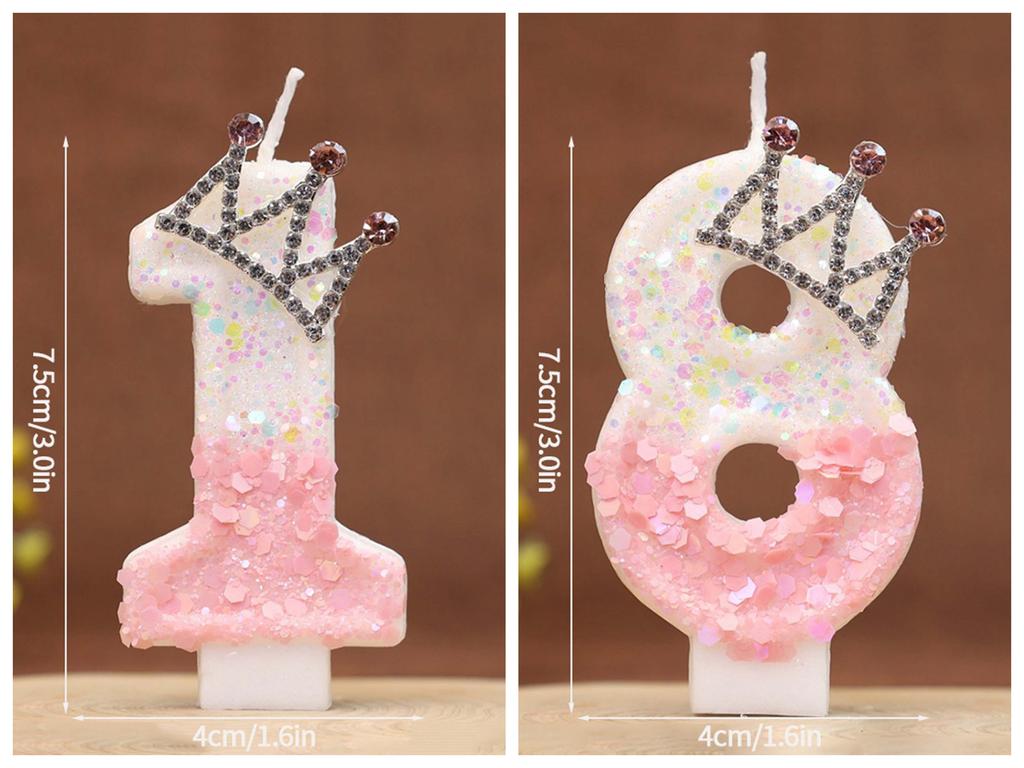 Birthday Number 0-9 Candles Crown Number Candles Happy Birthday Cake Decorated Baby Shower Insert Decor Festival Supplies