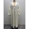 Women's Bohemian Linen Cotton Deep V Lantern Sleeve Loose Flowy Maxi Dress  European American Lazy Style Vacation Long Dress