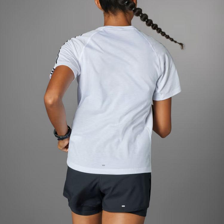 Adidas Three Stripes Color Block Round Neck Short Sleeve T-Shirt Women T-Shirts White IQ3876