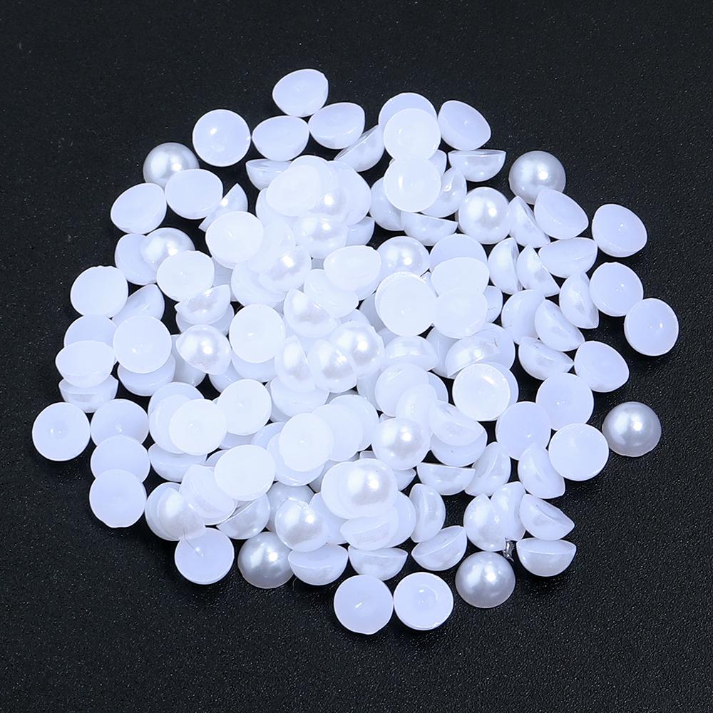 50-500Pcs ABS Imitation Pearls Beads Color Flat Back Cabochon Half Round Loose Bead for Crafts Garment Nail Art Jewelry Findings