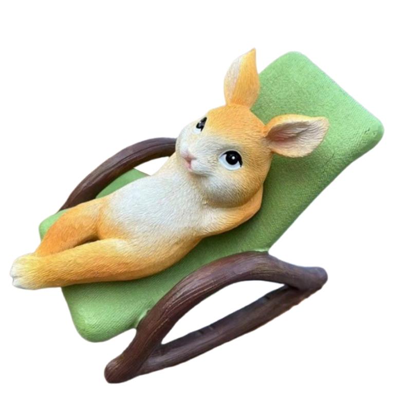 

Кролик свинья из смолы отдыхает на кресле-качалке миниатюрная фигурка украшение для дома акцент садовый ландшафт украшение подарок