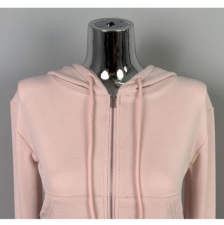 Korean Slim Sexy Cropped Hooded Cardigan & Low-Rise Skirt Set for Women