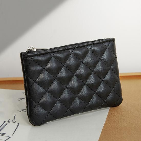 Dámská Peněženka na mince Jednobarevná Umělá kůže Kosočtverec Textura Zip Zapínání Dlouhý Tvar Velkokapacitní Přenosné Lehké Pevné šití