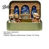 Retro Iron Box Display Hanukkah Miniature Diorama Scene Box, 3D Printed Pocket Figurine Set with Portable Festival Storage Case, Menorah Micro
