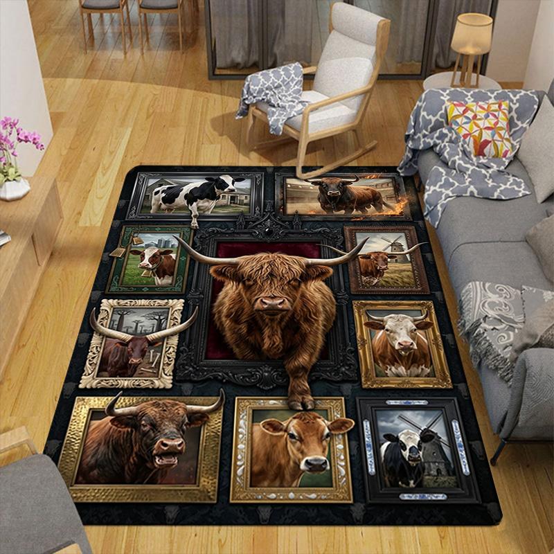 Cattle Collection Pattern Rug Floor Mat for Living Room or Bedroom Soft and Comfortable Carpet a Gift for Birthday and Holiday.