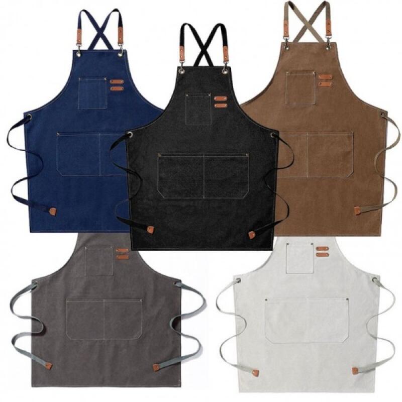 Durable Canvas Vintage Apron Cafe 3-pocket canvas apron (black)