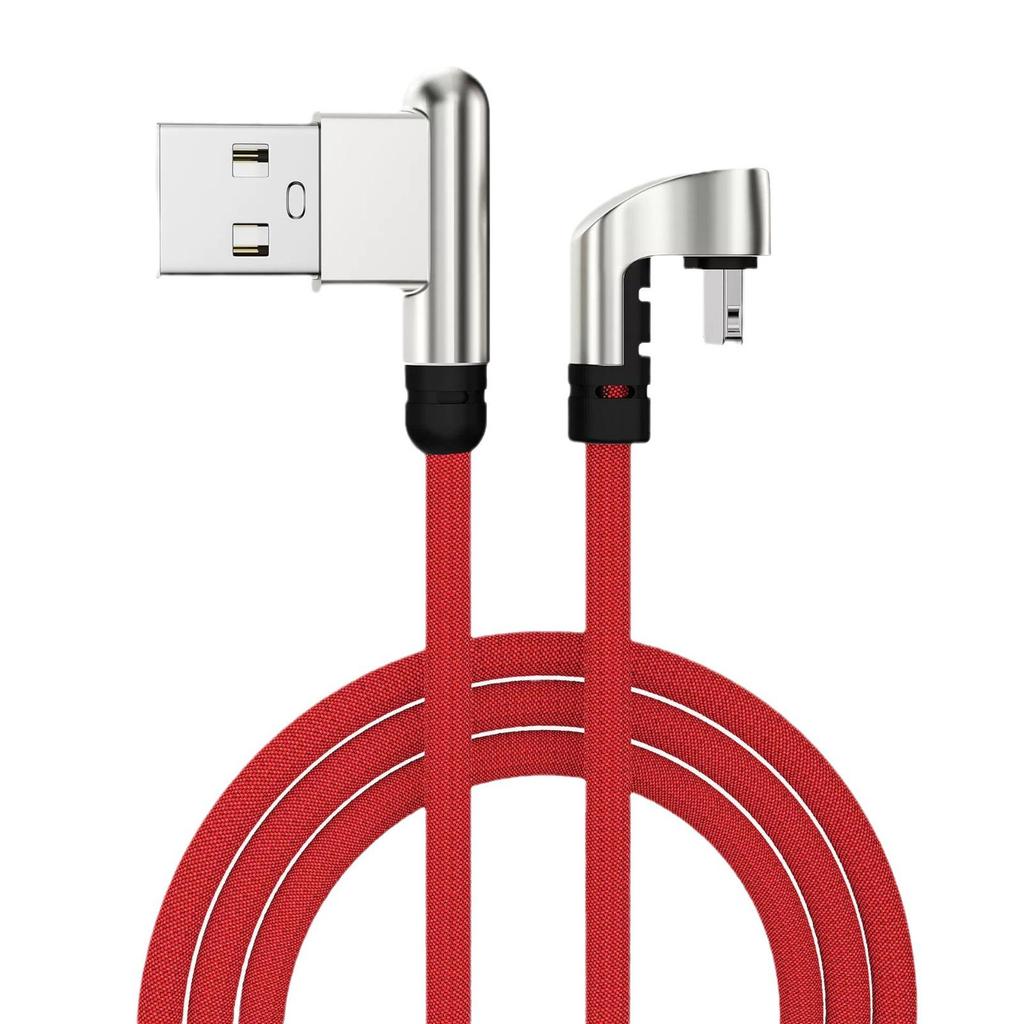 Braided Round Head Dual Elbow Fast Charging Cable for Apple Devices