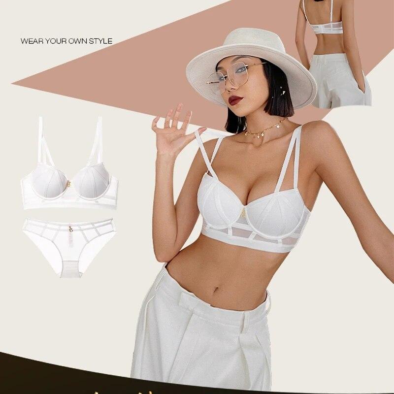 Fashion Brand Women's Underwear Set Sexy Hollow Push Up Bra Set Romantic Rose Lace Lingerie Classic Bandage Plus Size Brassiere