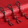 Cinnabar Gourd Keychain with Lotus Tassel Pendant and Benmingnian Car Charm