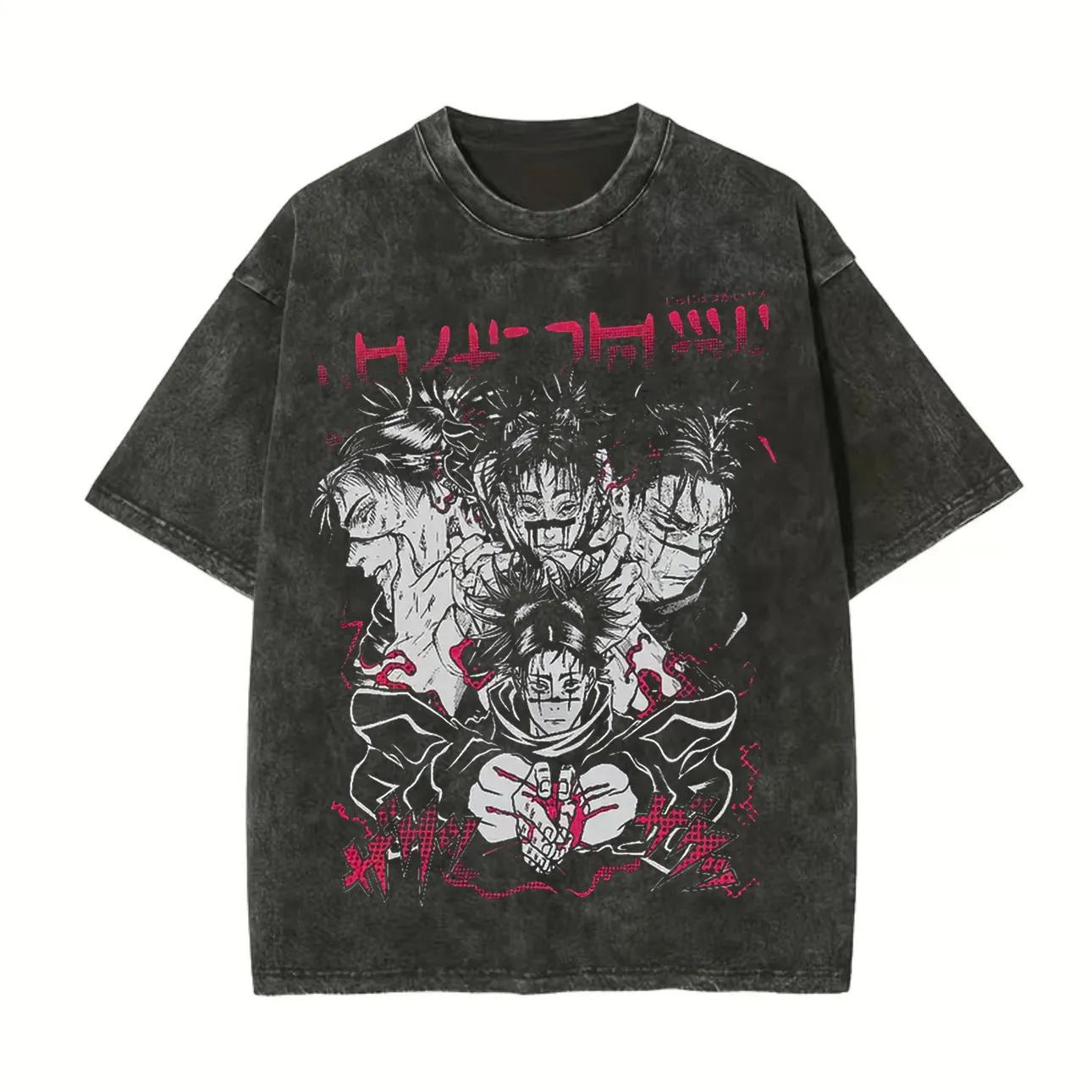 

Jujutsu Kaisen Choso T Shirt Pink Blood Men Acid Wash Oversized Streetwear Anime Blood Manipulation Cotton Vintage Top Tee M