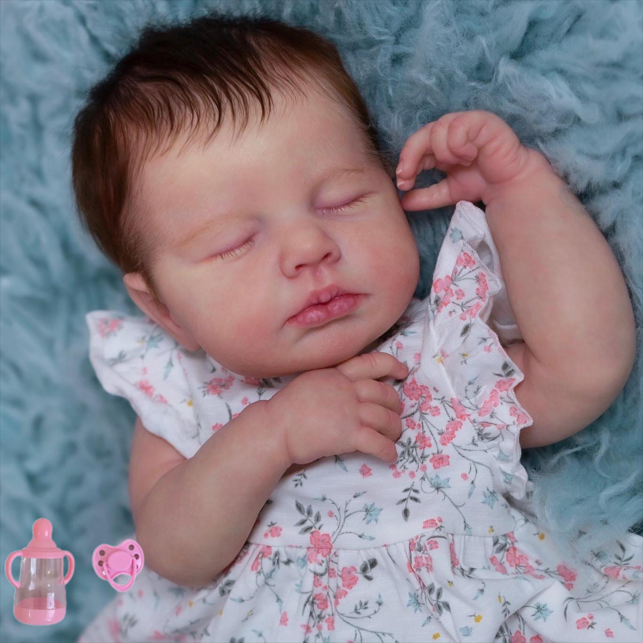 

BZDOLL Тканевое тело 48 см 3D-раскрашенная кожа Реборн ребенок Мягкий винил Спящая кукла Игрушка для девочки 19 дюймов Спящая ЛуЛу Подарок на день рождения Коллекционные гуманоидные куклы cloth body doll