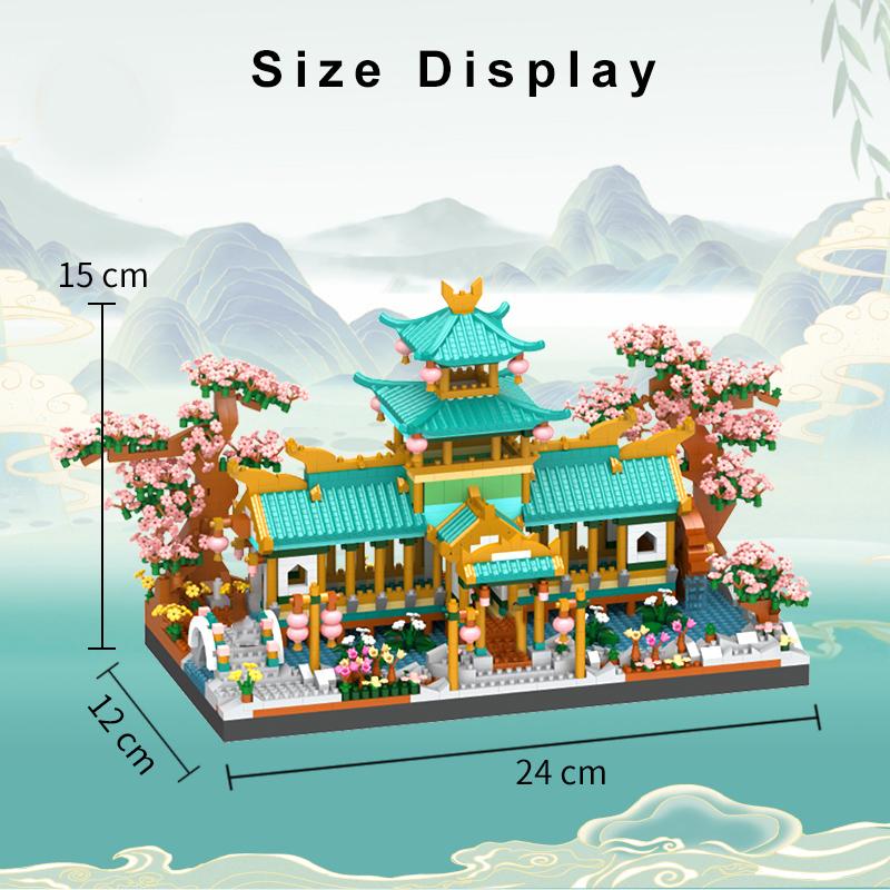 2350PCS Marriage Peach Tree House Building Blocks Ancient Architecture Mini Bricks Assemble Toys Kids Christmas Gifts