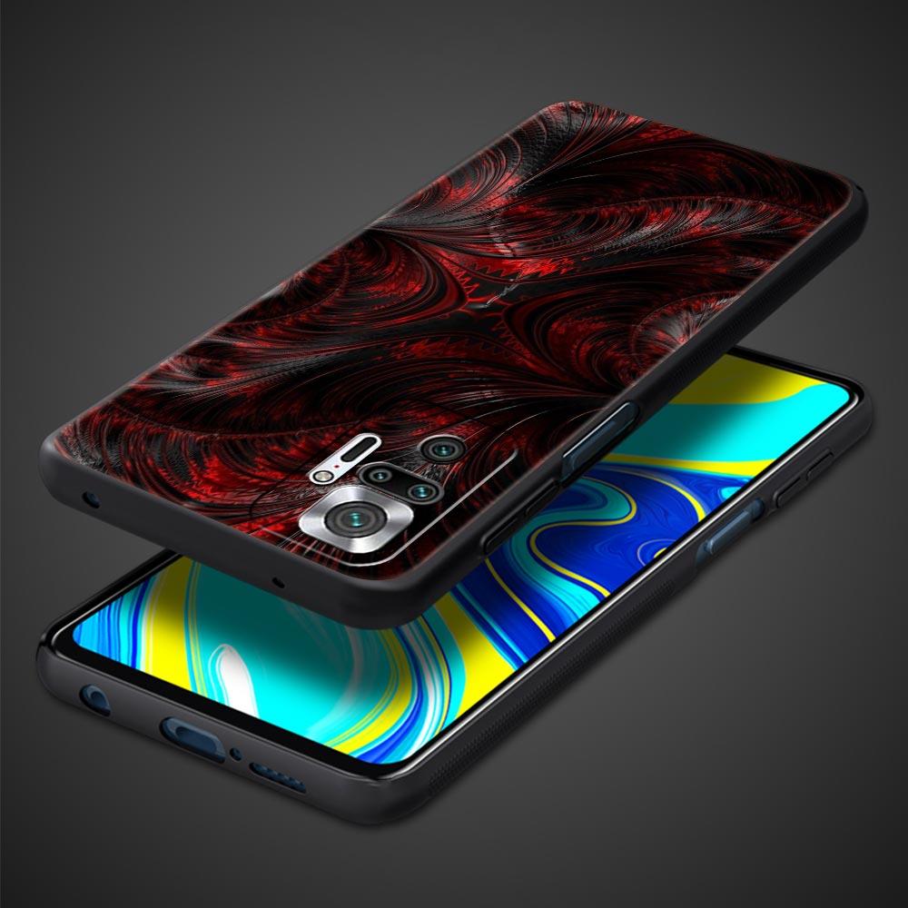 Black Red Ripple Art Phone Case Cover for Redmi 14C 10C Note 15 14 13 12 10 11 K40 Pro Plus 5G Soft TPU Shockproof Shell Fundas