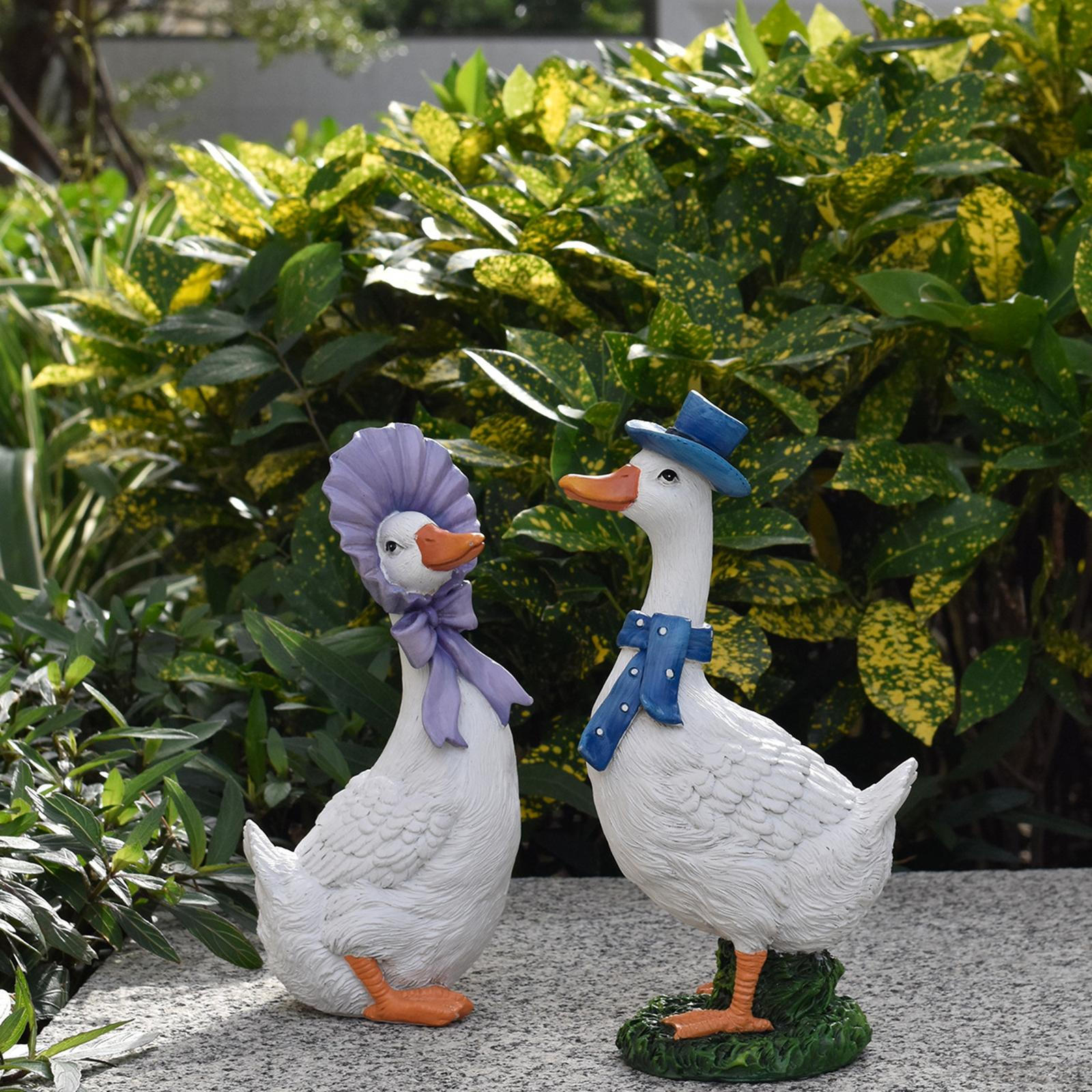 2 шт. Статуэтки уток для сада Фигурка Мультяшная Креативная Забавная Декоративная Животная Скульптура Украшение для