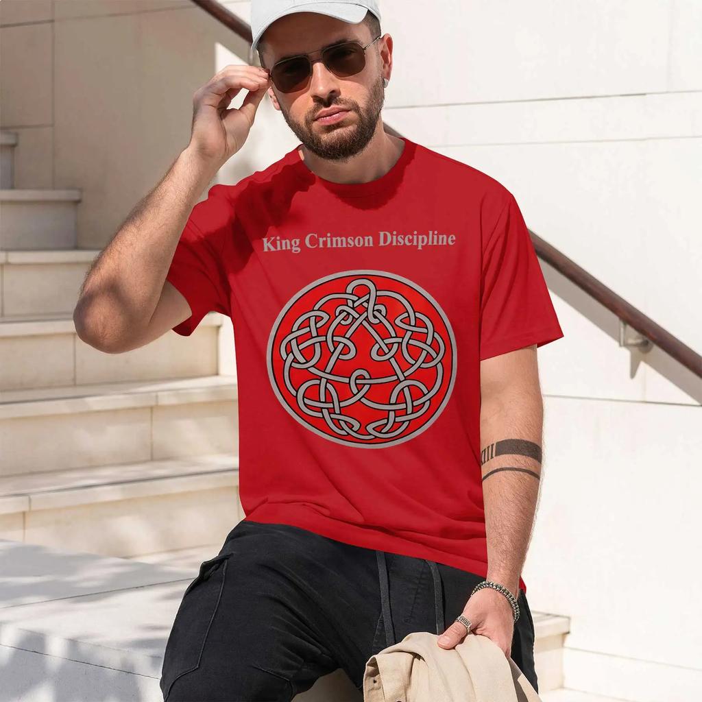 King Crimson DISCIPLINE 2026 New Fashion Heavyweight Hot Selling Retro Printed Pattern Fun Round Neck Tshirt for Daily Comfort