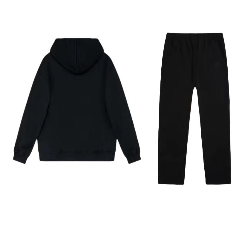 Li-Ning Minimalist Brand Logo Comfortable Long Sleeve Sweatshirt Versatile Long Pants Casual Sports Suit Men Activewear Black AKLUA81-1+YWDT331-1