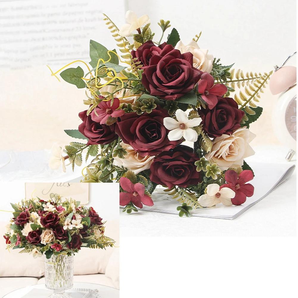 

2 Bundle Artificial Roses Bouquet Fake Peony Flowers Home Decoration Accessorie Christmas Wedding Party Flower Arrangement