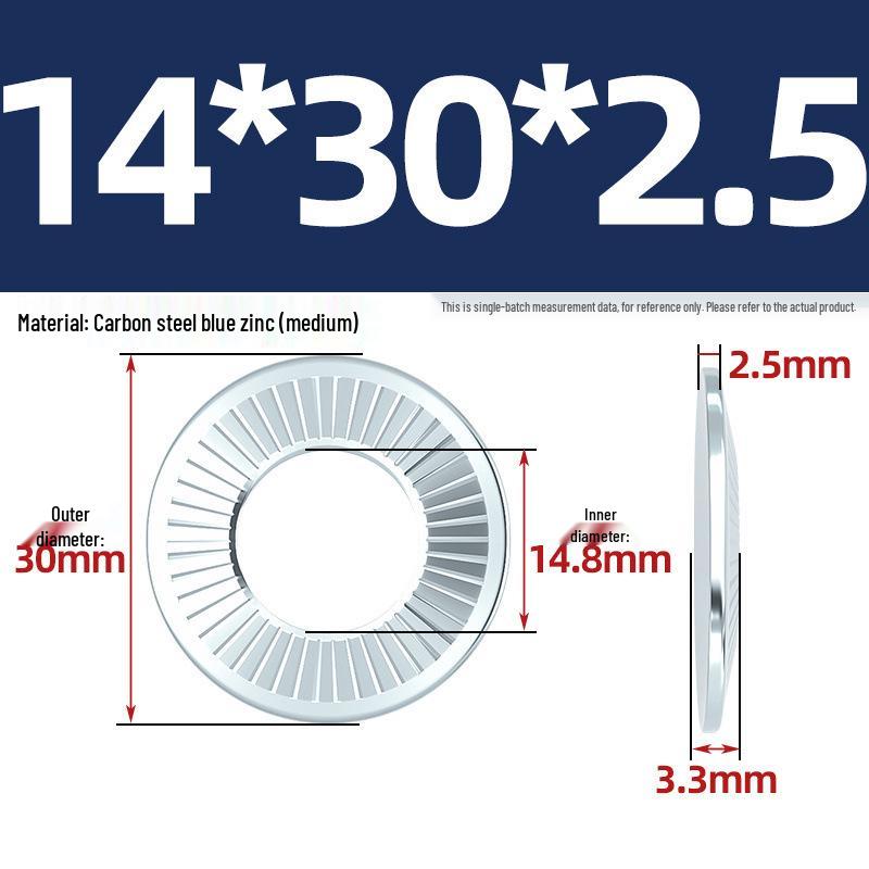 304 Stainless Steel Serrated Single-Sided Anti-Slip Lock Washer, Disc/Saddle Type, Sizes M3-M8