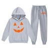 Kids Halloween Hoodie Set with Pumpkin Face Print Long Sleeve Pullover and Matching Pants Comfortable Fit Soft Fabric Suitable for Fall Season