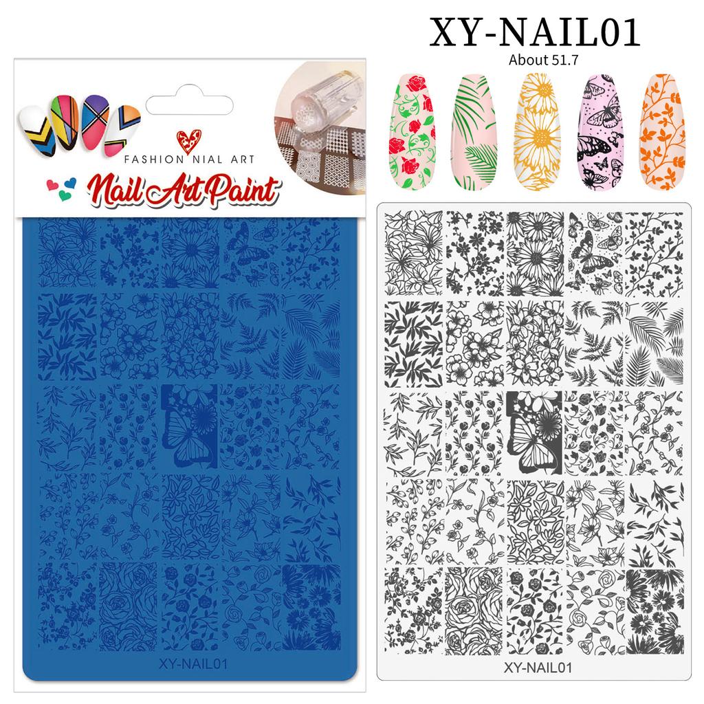 Nail Art Printing Steel Plate Lace Butterfly Pattern Flower French Large Transfer Silicone Seal Steel Plate Printing Rubber Plate