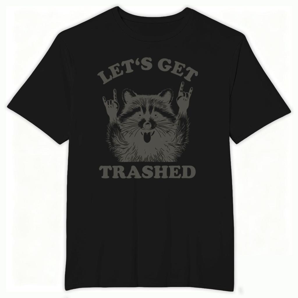 Unisex Tshirts Funny Lets Get Trashed Raccoon Graphic Tee Fashion Summer Animal Lovers Daily Tshirt Trash Panda Sarcastic Top