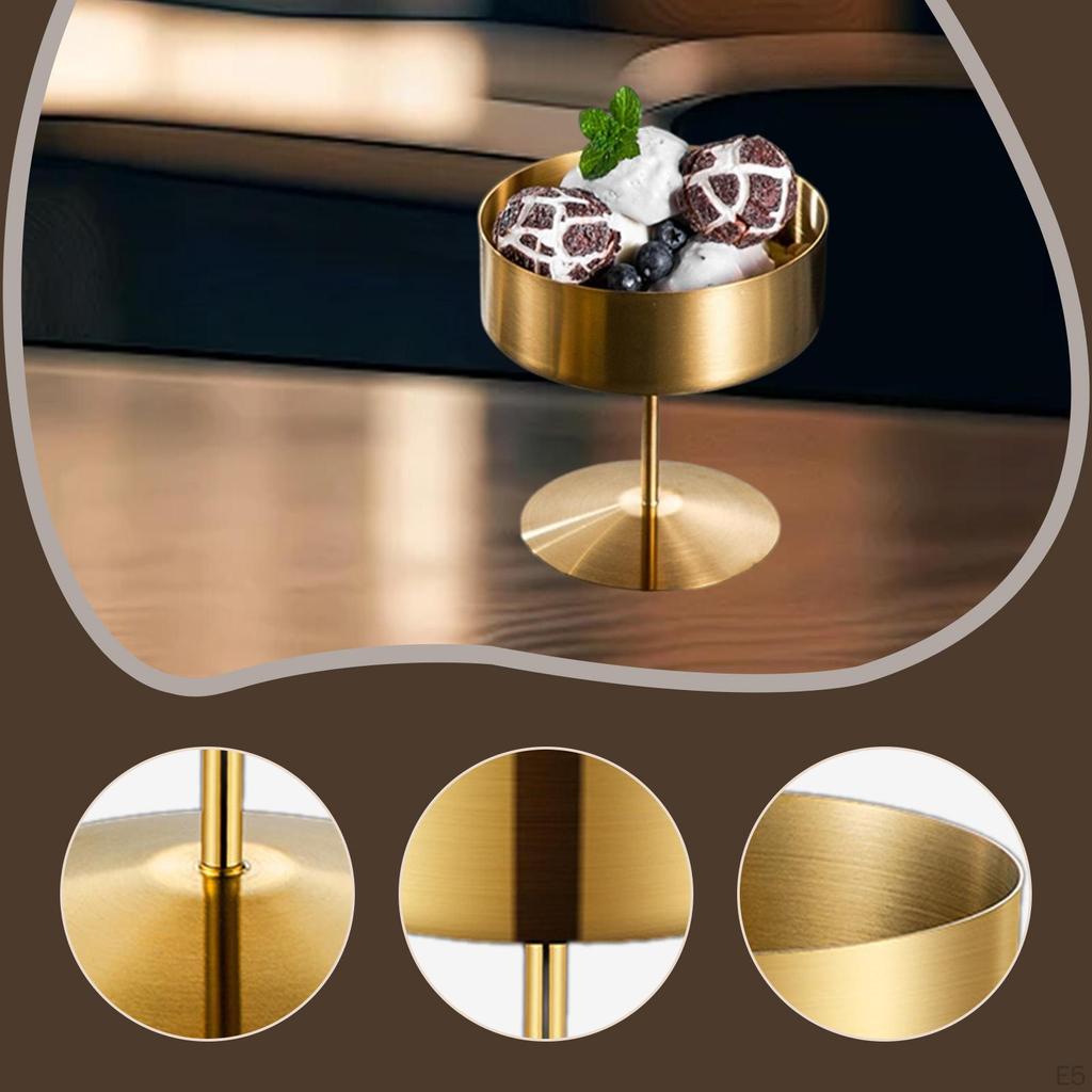 High Footed Ice Stainless Steel Dessert Cup Bowl Snack Candy for Sundae