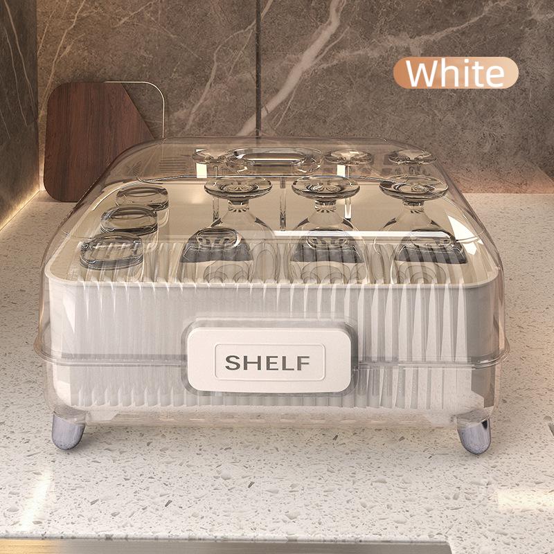 

Кухонная сливная стойка, ящик для хранения посуды большой емкости, пыленепроницаемый с крышкой, место для хранения и организации посуды на столешнице белый