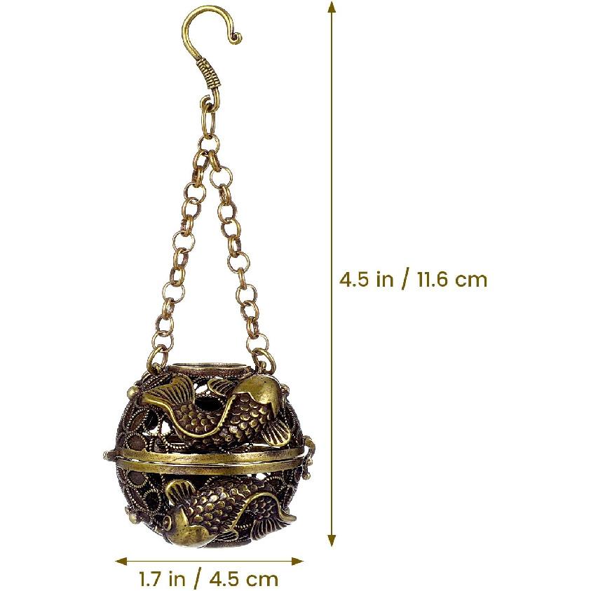 GANAZONO Подвесная курильница Подвесная курильница Шар Полая курильница Медная угольная курильница с цепью для очищения очищения исцеления