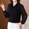 Blouses for Women Elegant 2023 Spring Summer Turn-down Collar Long Sleeve Solid Chiffon Button Shirt Casual Fashion Tops