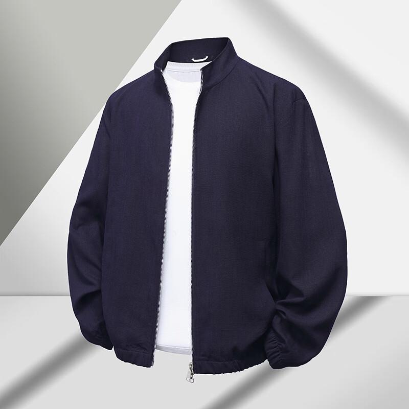 

Firstview Men s Casual Linen-Blend Stand Collar Zipper Jacket FC1034 XL