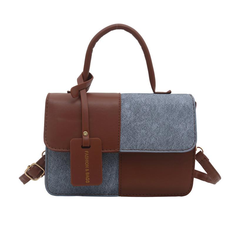 Fashion Splicing Texture Small Square Bag for Women Trendy Shoulder Crossbody Handbag KTB