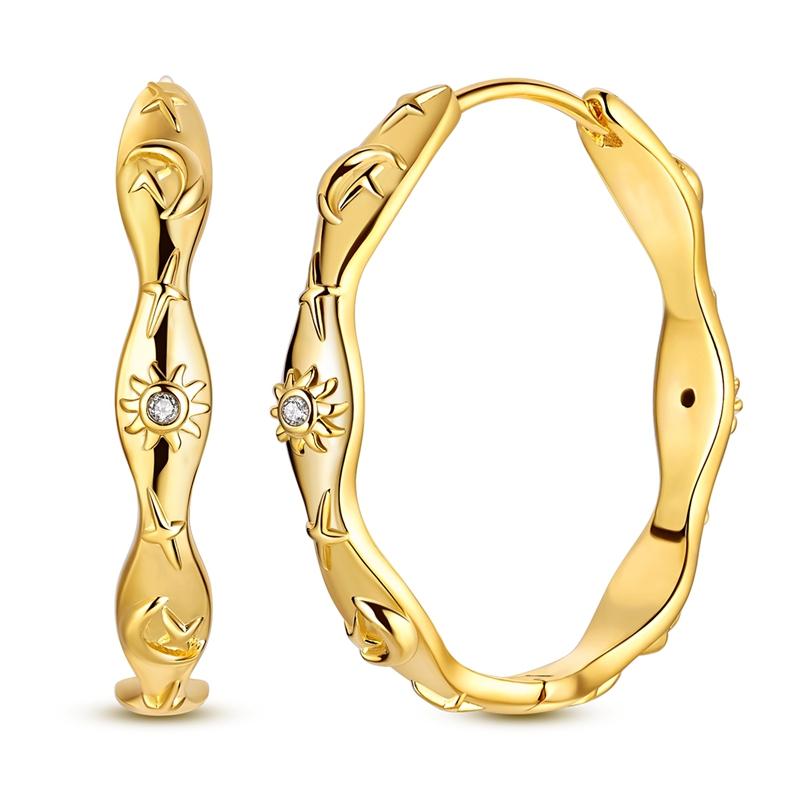 Boucle d'oreille en Argent 925 Série Dorée Boucle d'oreille Anneau Pour Femme Serpent Cœur Étoile Original Boucles d'oreilles Bijoux Mode