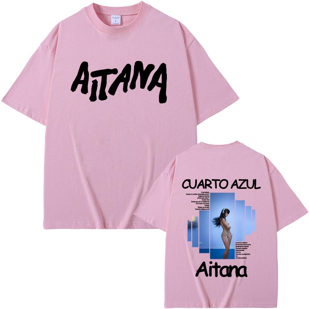 Singer Aitana CUARTO AZUL Album Graphic Tshirt Men Women Hip Hop Fashion Pop Music T Shirts Unisex Casual Cotton Vintage Tshirt