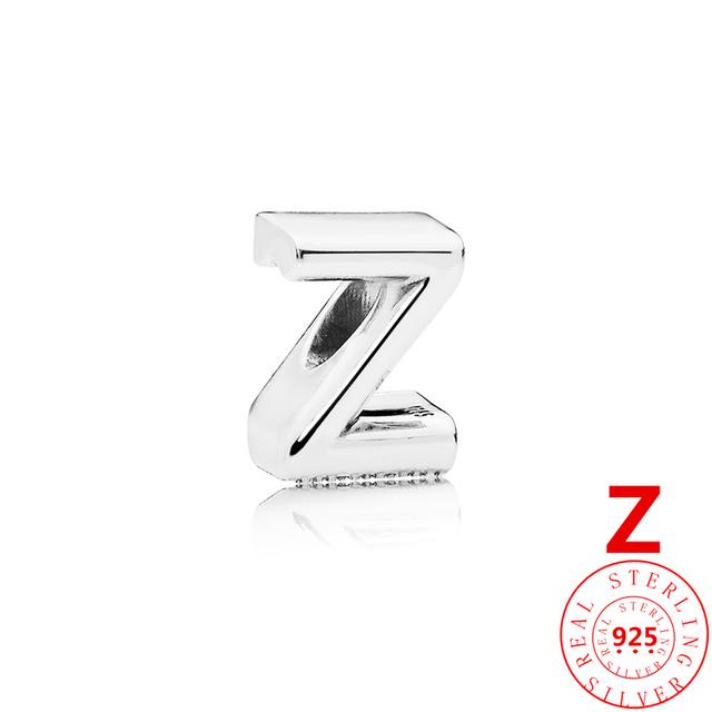 Autentické stříbro 925 Anglické písmeno AZ 26 abeceda klasické korálky vhodné originální módní náramek s přívěskem DIY dámské šperky