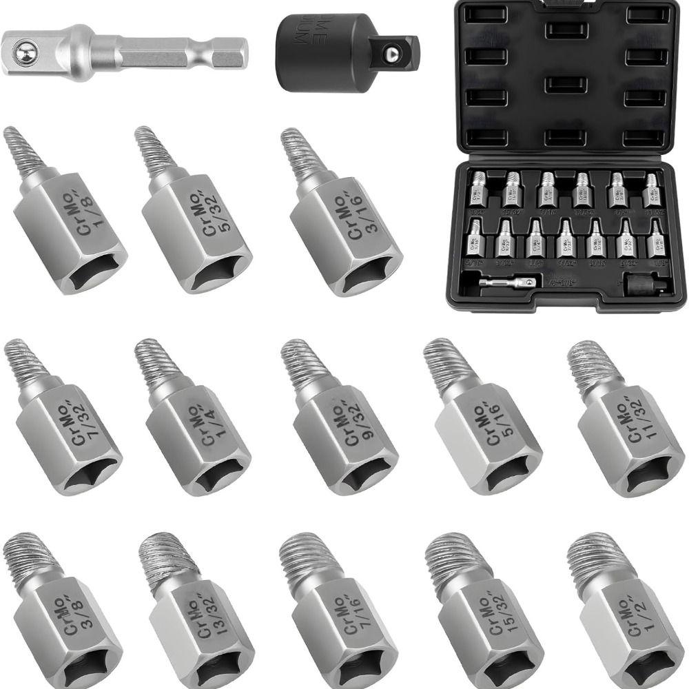Reverse Thread Bolt Extractor Kit Carbon Steel Screw Remover Tool Screw Extractor Set  DIY Home