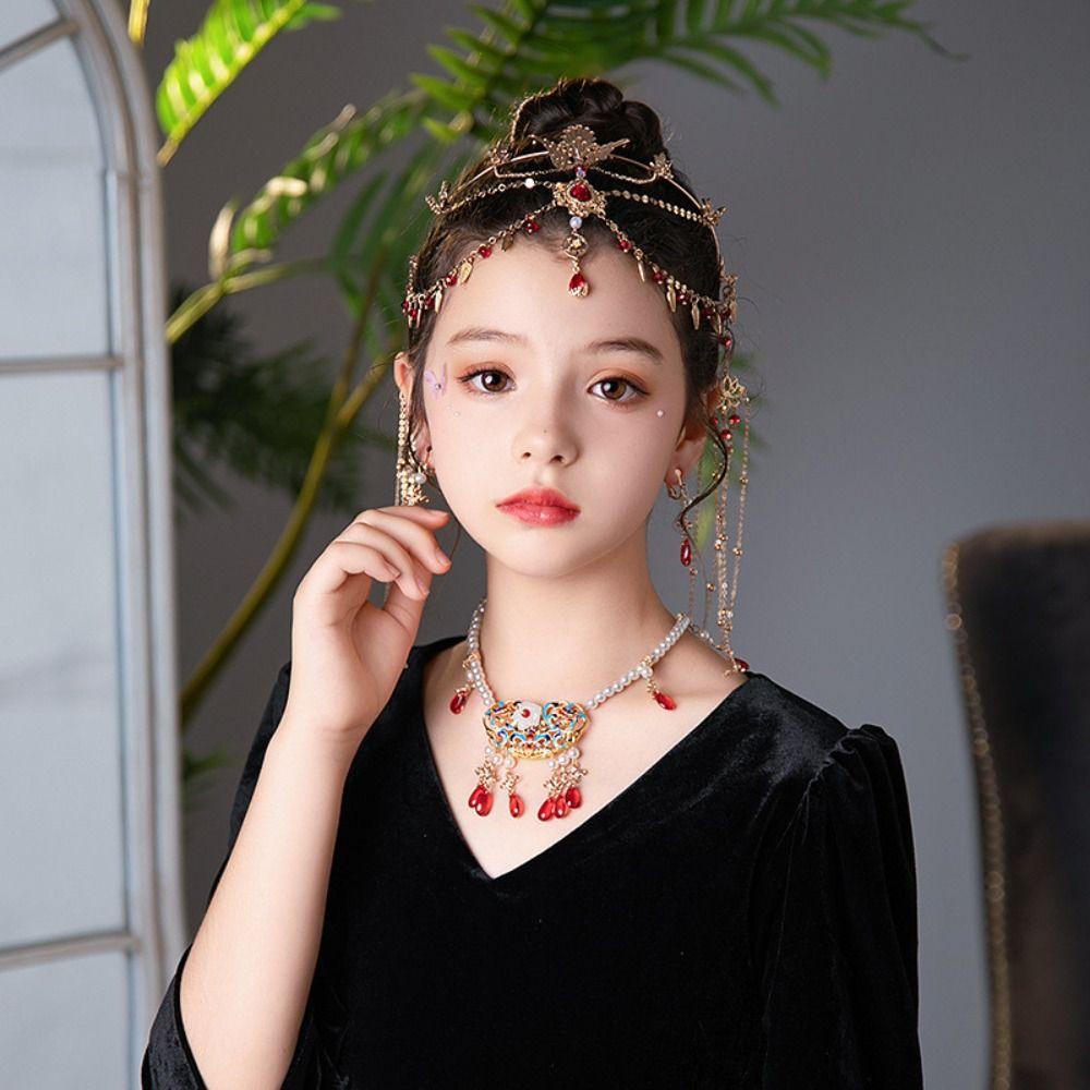 Ethnic Style Pearl Jewelry Set Vintage Tassel Eyebrow Pendant Women Jewelry Suit Wedding