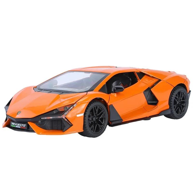 

Simulation 1/24 Lambo Revuelto Alloy Super Car Model Sound Light Collective Miniature Voiture Children Boy Diecast Toy Vehicle оранжевый