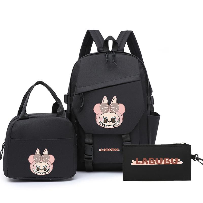 School Bag New Printing Three-piece Set School Bag Cartoon Rabbit Student Backpack Satchel Boys and Girls